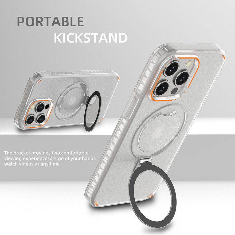 Colorful Magnetic Bracket iPhone Case With Holder Stand Cover Magesafe Magnetic Transparent Wireless Charge Case For iPhone