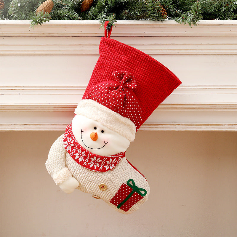 Santa Claus Fireplace Decor Socks Xmas Gift Bags Candy Holder Decor For Home