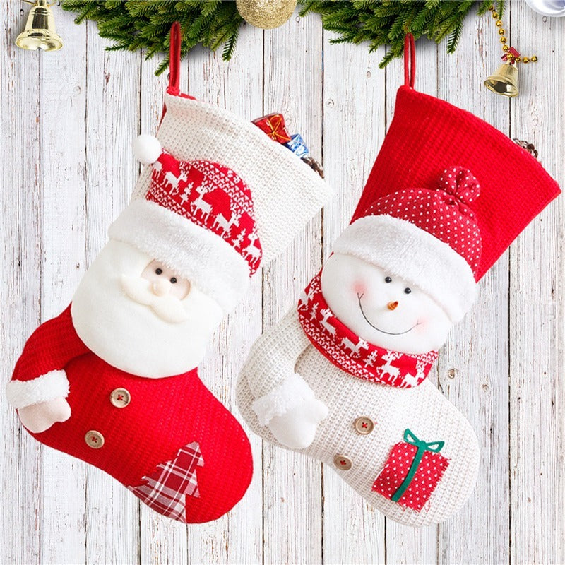 Santa Claus Fireplace Decor Socks Xmas Gift Bags Candy Holder Decor For Home