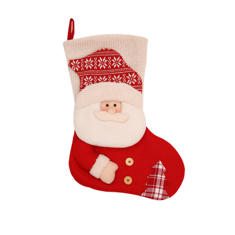 Santa Claus Fireplace Decor Socks Xmas Gift Bags Candy Holder Decor For Home