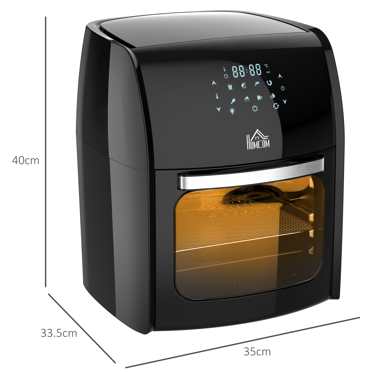 HOMCOM 12L Air Fryer Oven 8 Preset Modes Rapid Air Circulation 1800W Black