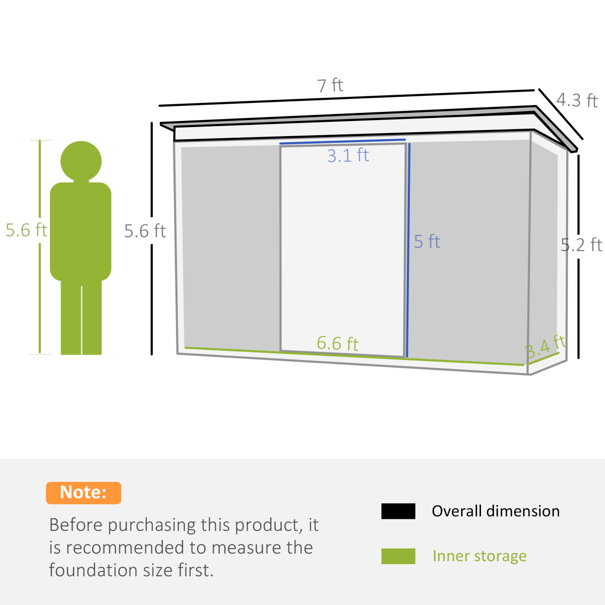 Garden Storage Shed Sloped Roof Outdoor Equipment Tool Storage 213x130x173cm
