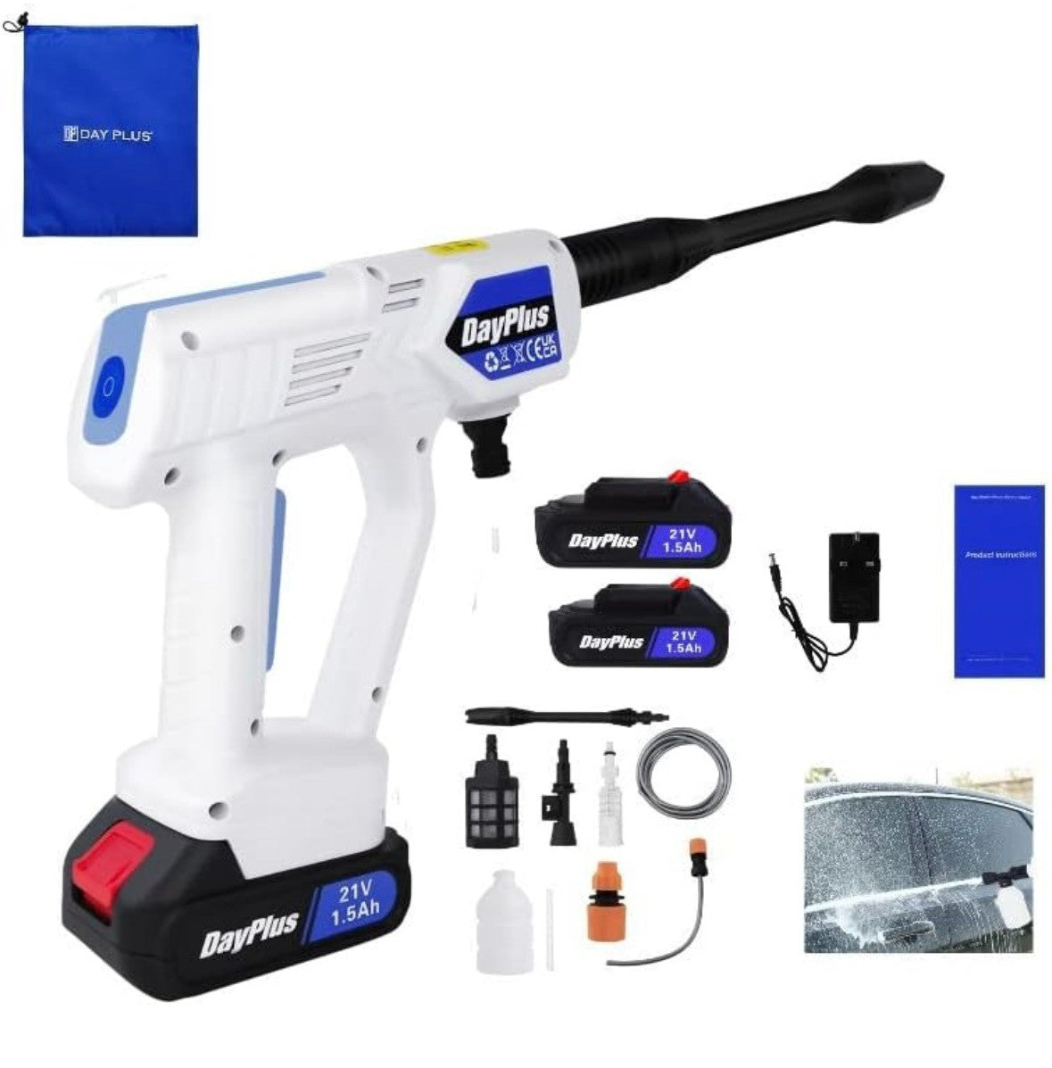 Cordless Power Washer Portable Pressure Washer 174PSI High Pressure Cleaner Jet