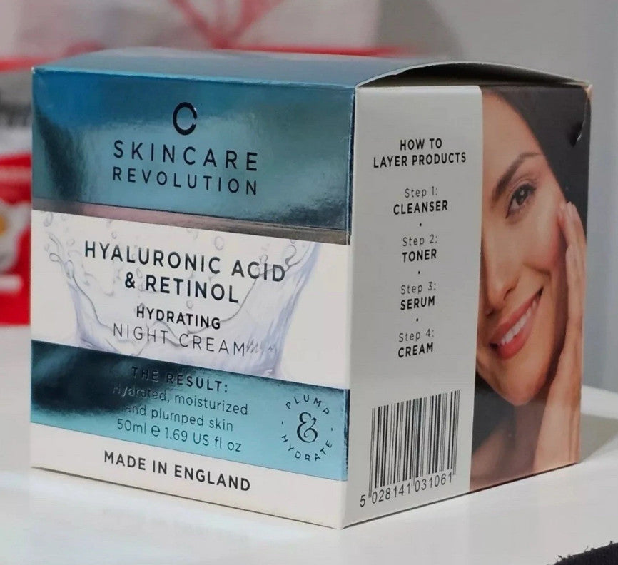 Skincare Revolution Hydrating Night Cream Hyaluronic  Retinol Moisturiser 50ml