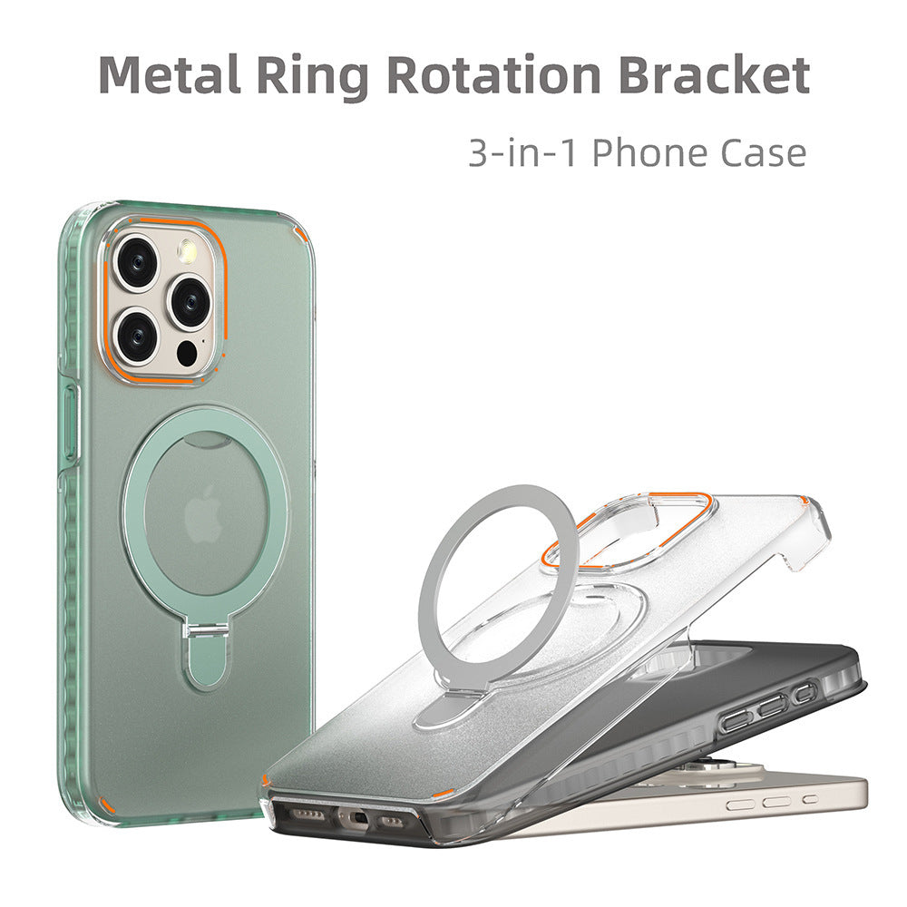 Colorful Magnetic Bracket iPhone Case With Holder Stand Cover Magesafe Magnetic Transparent Wireless Charge Case For iPhone