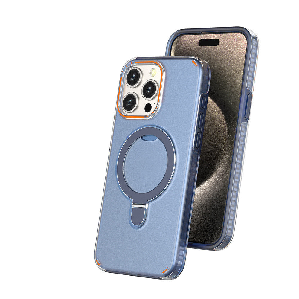 Colorful Magnetic Bracket iPhone Case With Holder Stand Cover Magesafe Magnetic Transparent Wireless Charge Case For iPhone