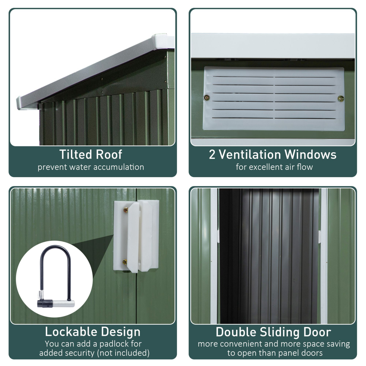 Garden Storage Shed Sloped Roof Outdoor Equipment Tool Storage 213x130x173cm