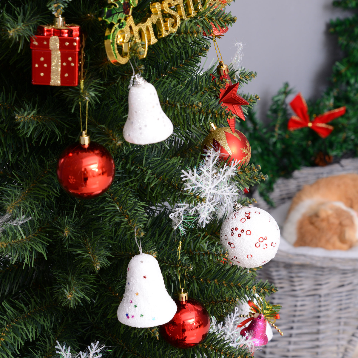 2.1m 7ft Artificial Pine Pencil Slim Christmas Tree 499 Branch Tips with Stand