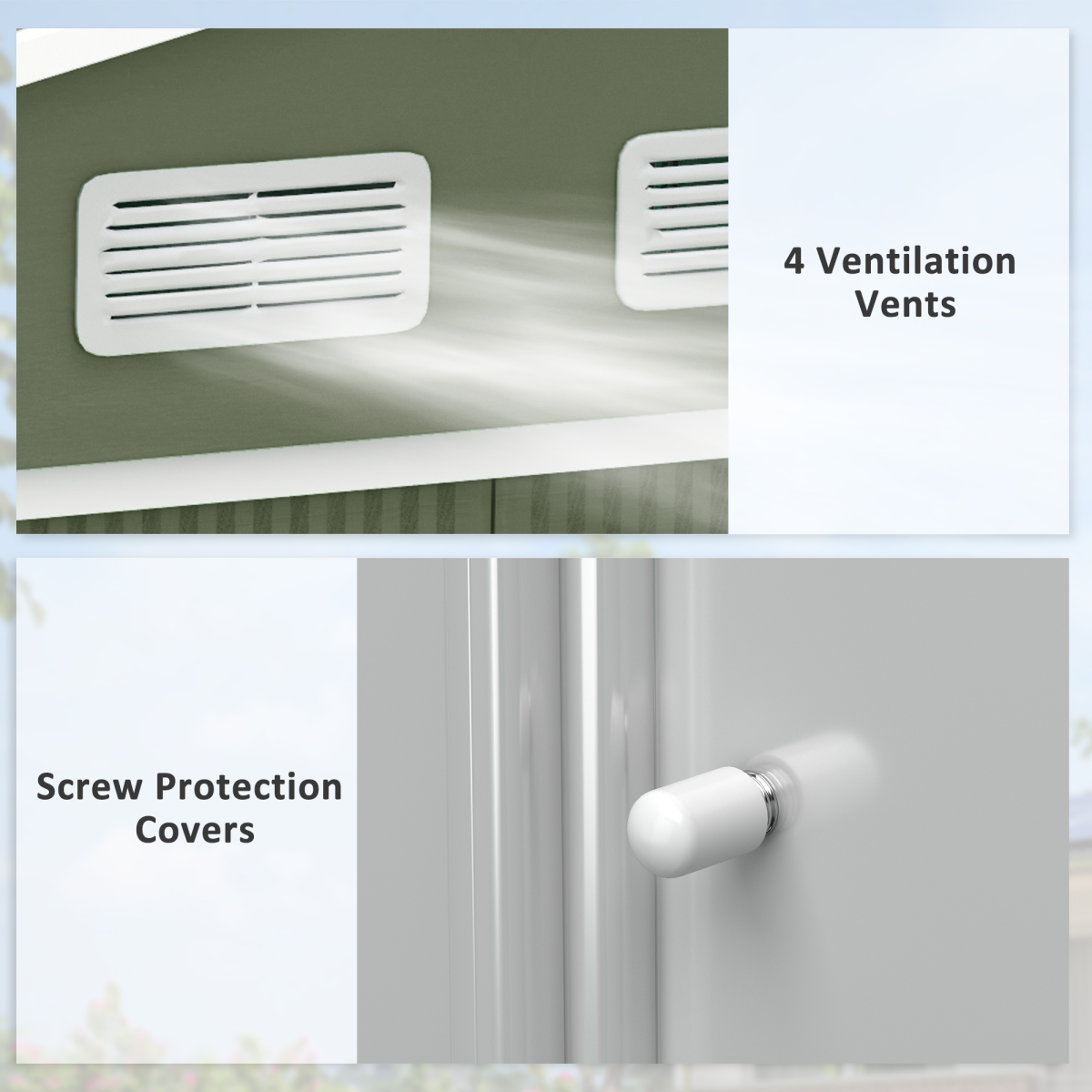 9 x 6FT Garden Metal Storage Shed Tool Box Foundation Vent & Doors Green