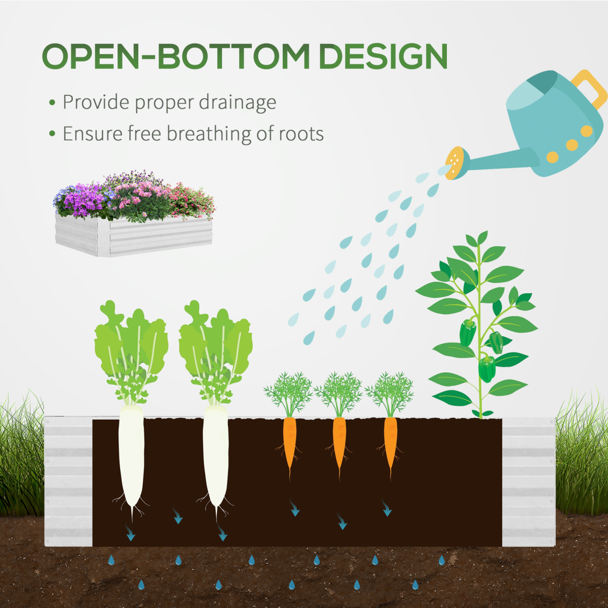Steel Raised Garden Planter Box Kit with Greenhouse, for Dual Use, Clear