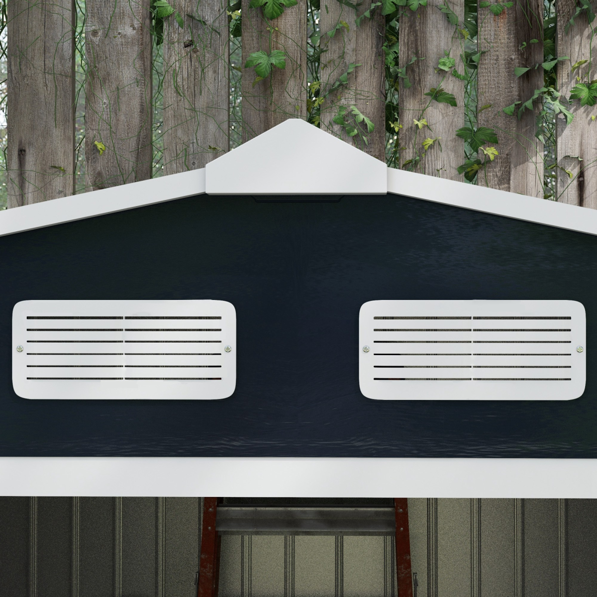 9 x 6FT Garden Roofed Metal Storage with Foundation Vent & Doors, Dark Grey