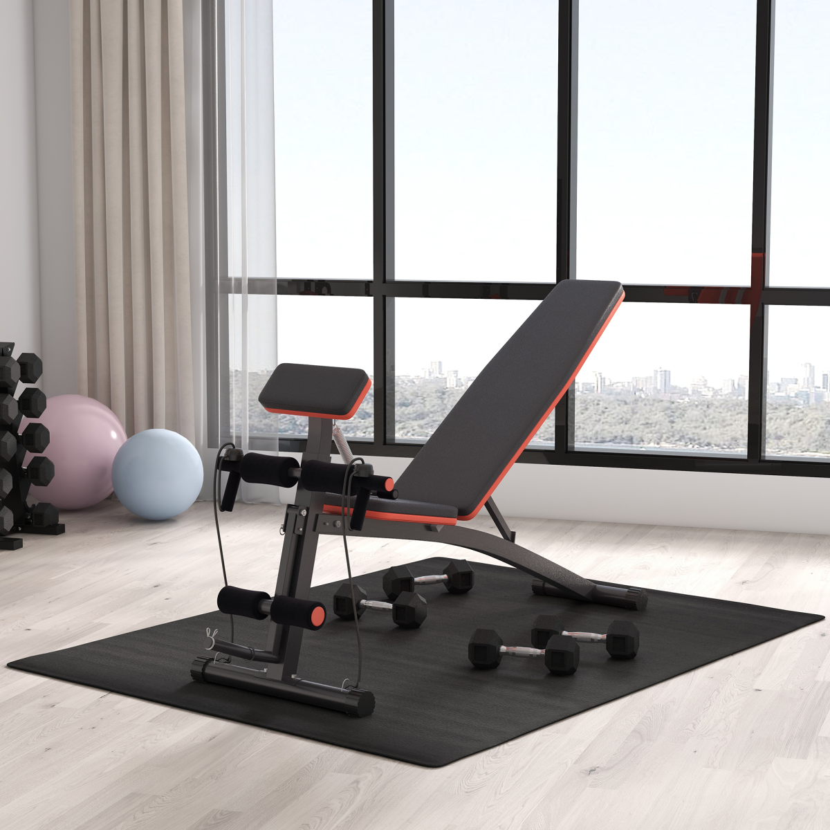 Foldable Dumbbell Bench Weight Training 7 Incline Adjustable Workout