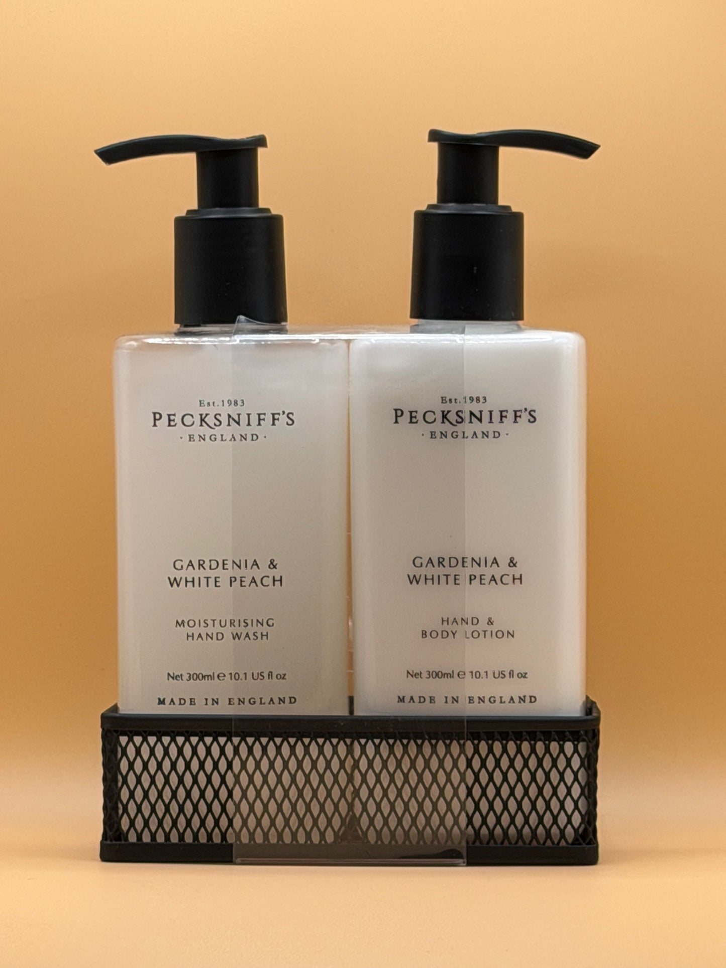 Pecksniffs Gardenia & White Peach Hand Wash, Hand & Body Set 300ml Each