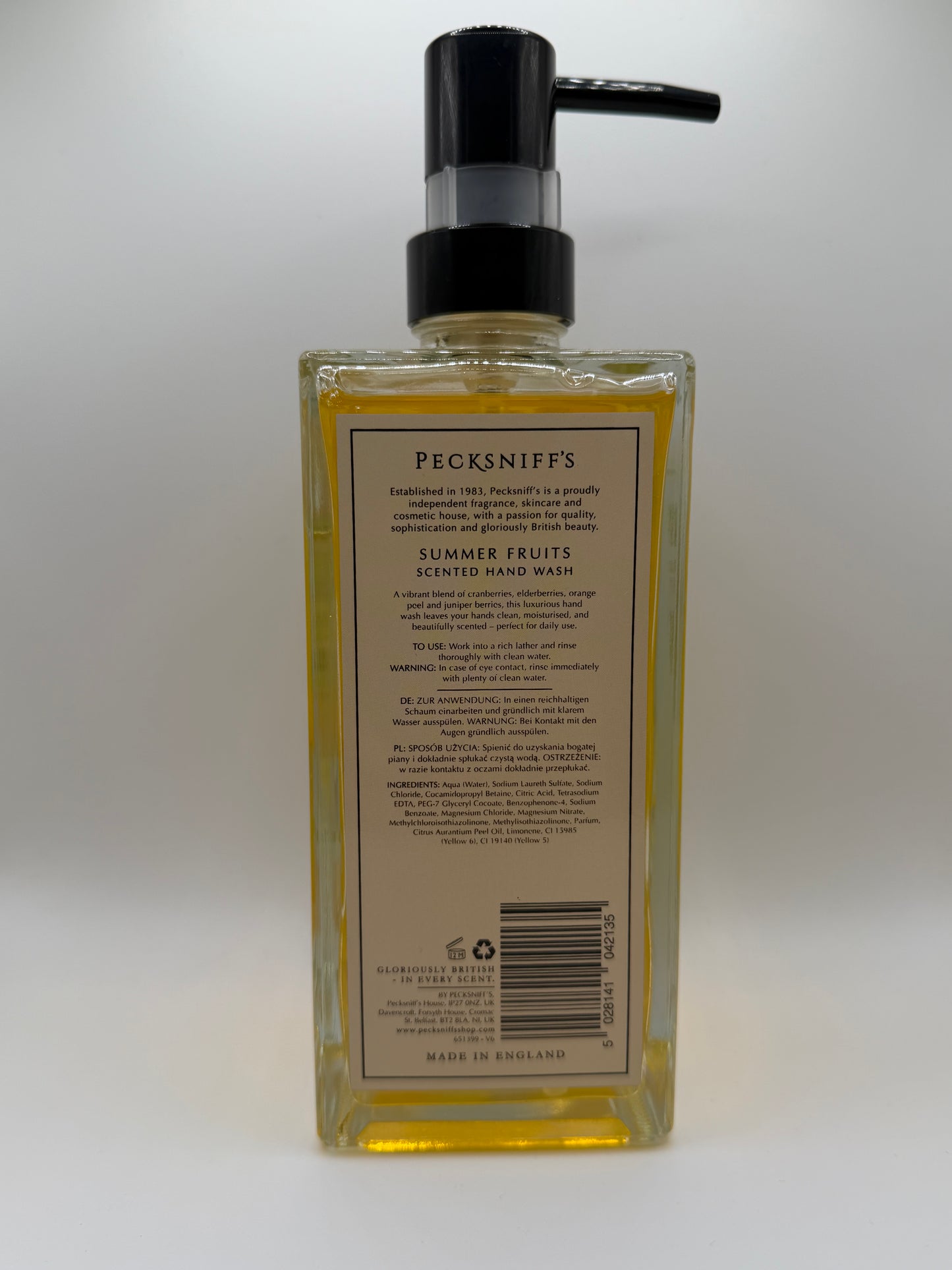 Pecksniff’s Summer Fruits Glass Hand Wash 500ml
