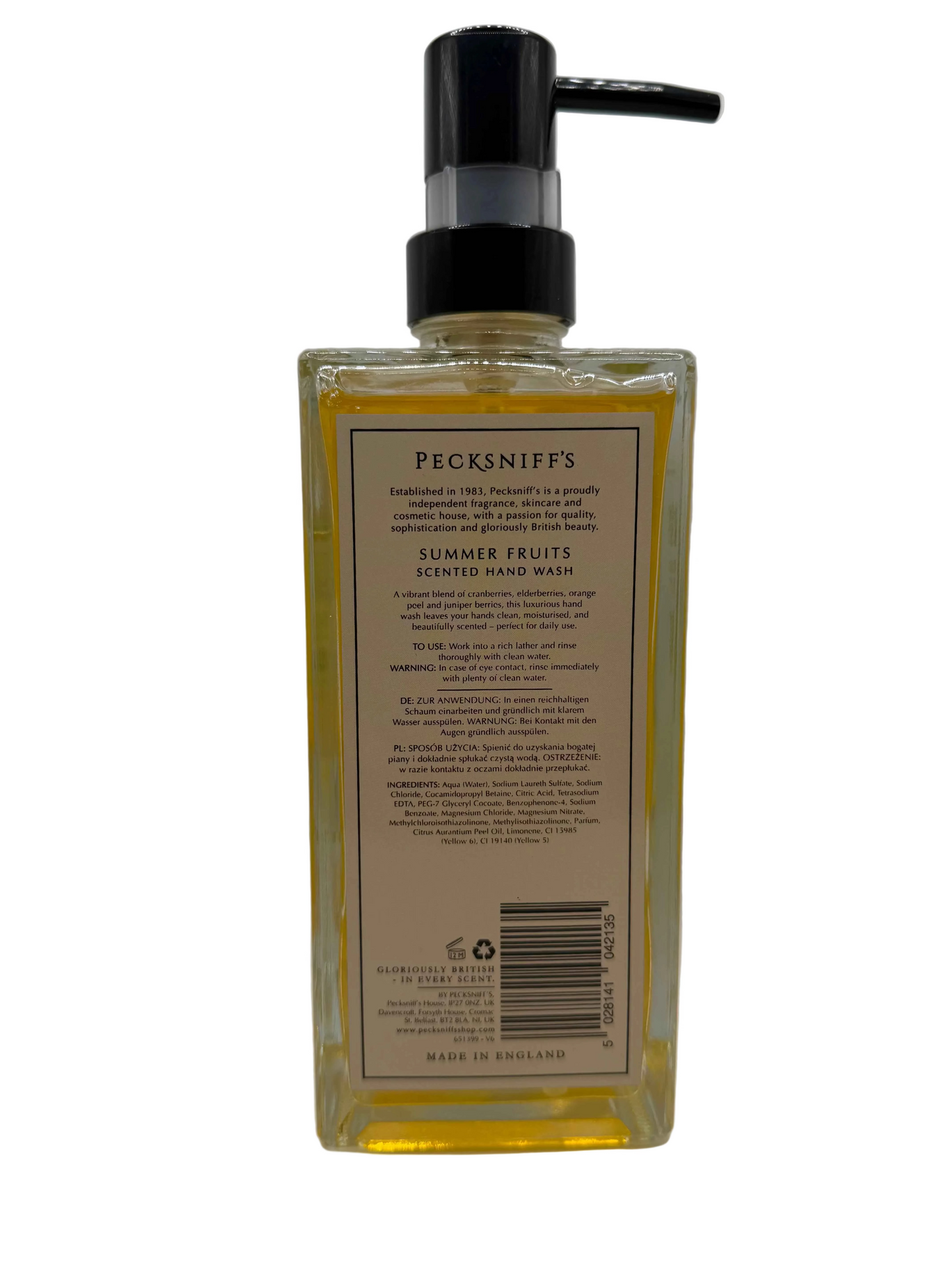 Pecksniff’s Summer Fruits Glass Hand Wash 500ml