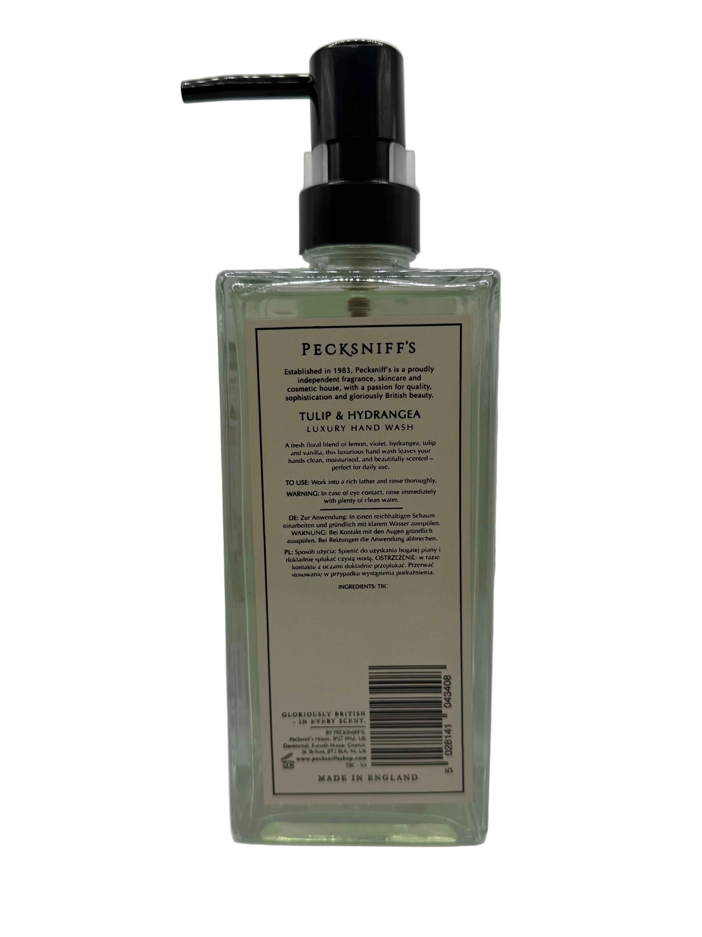 Pecksniff’s Tulip & Hydrangea Glass Hand Wash 500ml