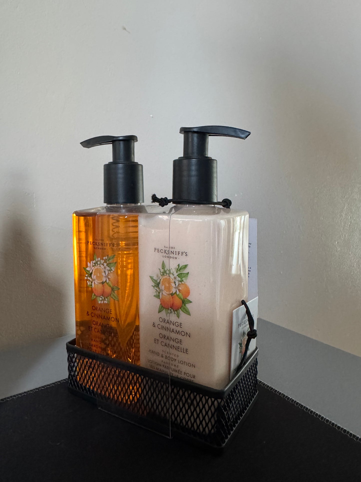 Pecksniffs Orange & Cinnamon Hand Wash, Hand & Body Lotion Set 300ml Each