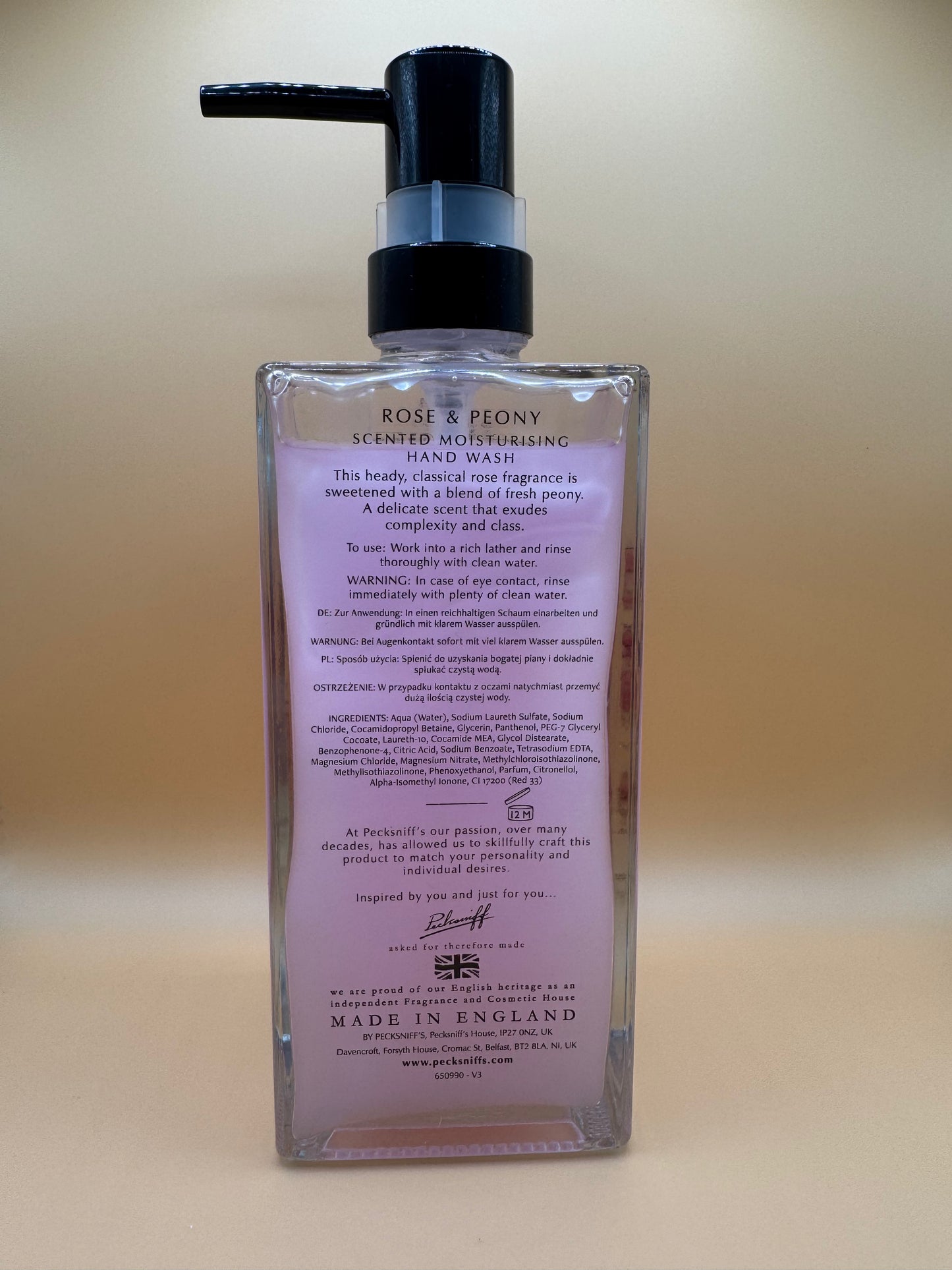 Pecksniff’s Winter Rose & Peony Glass Hand Wash 500ml