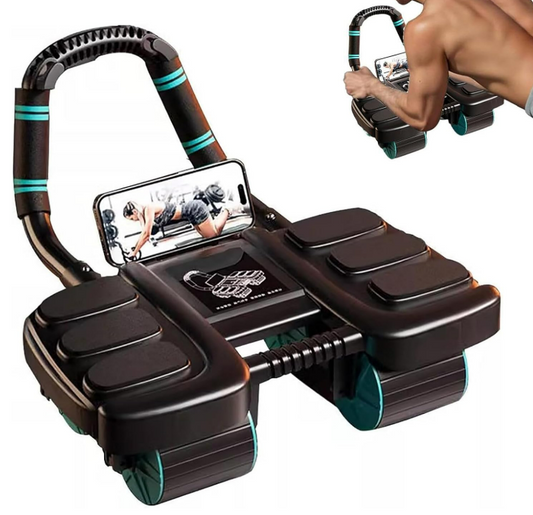 Abs Workout Equipment, Ab Roller with 8 Elbow Support, 15.94x13.78in 6 Wheel Core Workout Machine, Rebound Exercise Equipment for Home Fitness and Gym Routine