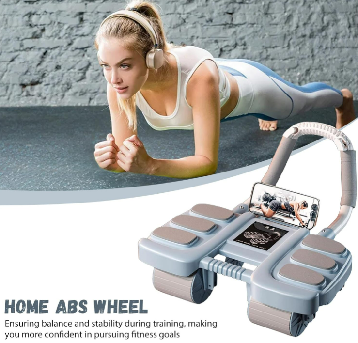 Abs Workout Equipment, Ab Roller with 8 Elbow Support, 15.94x13.78in 6 Wheel Core Workout Machine, Rebound Exercise Equipment for Home Fitness and Gym Routine