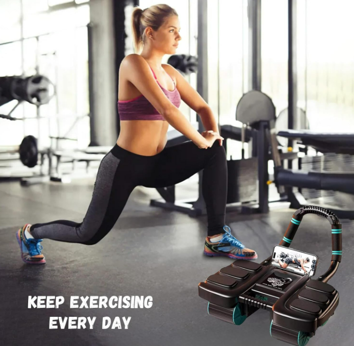 Abs Workout Equipment, Ab Roller with 8 Elbow Support, 15.94x13.78in 6 Wheel Core Workout Machine, Rebound Exercise Equipment for Home Fitness and Gym Routine