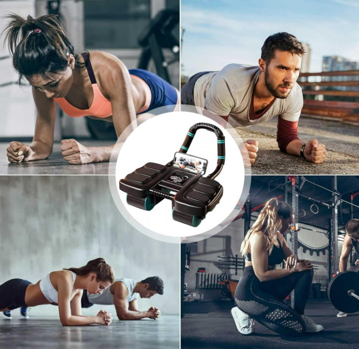 Abs Workout Equipment, Ab Roller with 8 Elbow Support, 15.94x13.78in 6 Wheel Core Workout Machine, Rebound Exercise Equipment for Home Fitness and Gym Routine