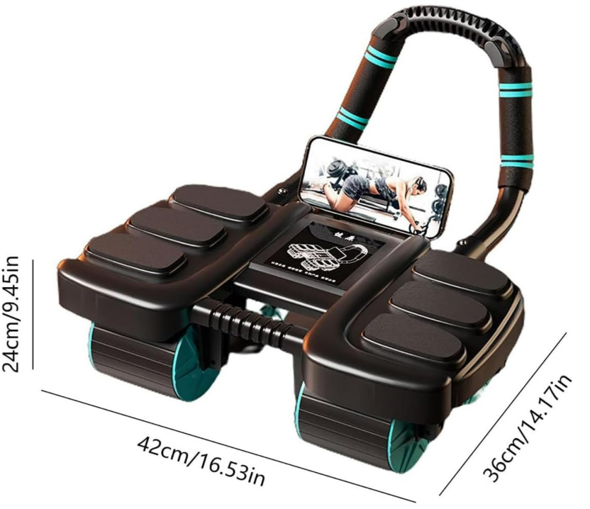 Abs Workout Equipment, Ab Roller with 8 Elbow Support, 15.94x13.78in 6 Wheel Core Workout Machine, Rebound Exercise Equipment for Home Fitness and Gym Routine