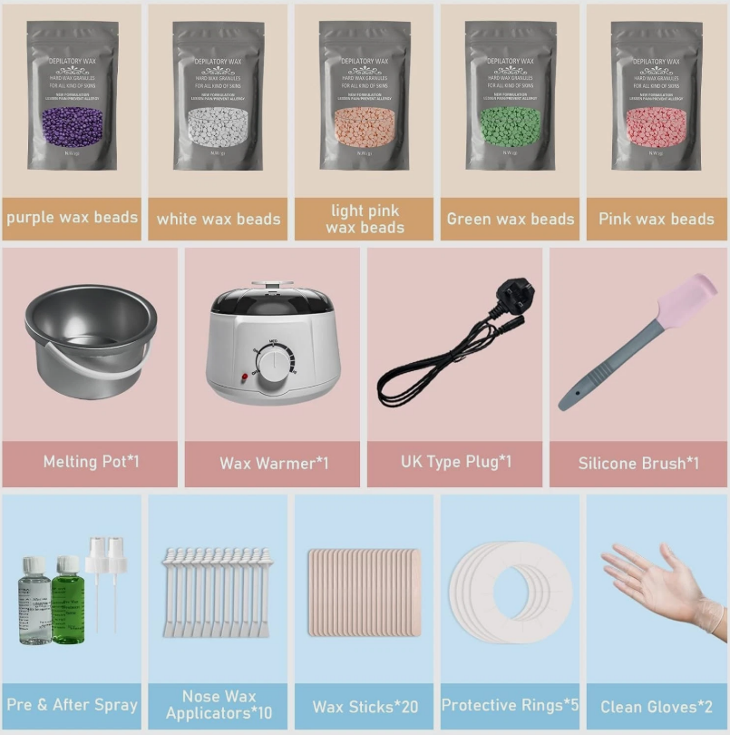 AccueilPort Waxing Kit Professional Hair Removal Wax Kit Full Body Painless Waxing Warmer White