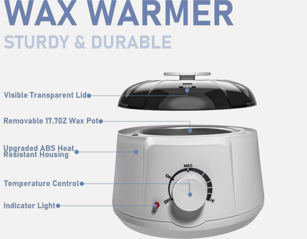 AccueilPort Waxing Kit Professional Hair Removal Wax Kit Full Body Painless Waxing Warmer White