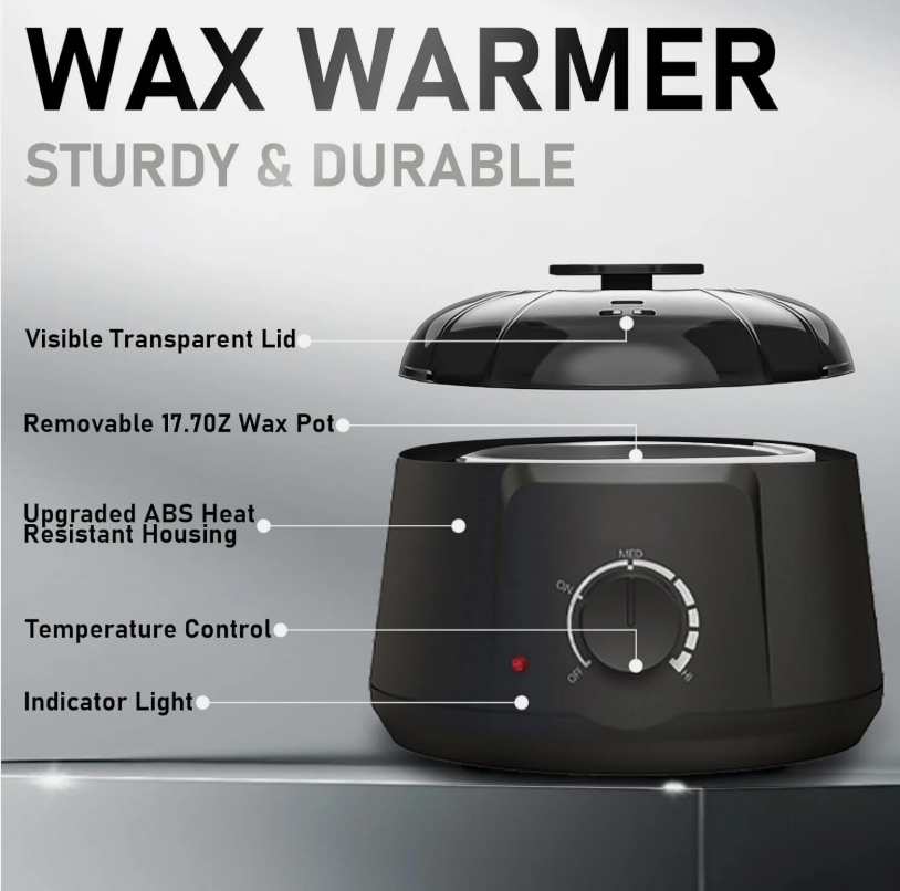 AccueilPort Waxing Kit Professional Hair Removal Wax Kit Full Body Painless Waxing Warmer Black
