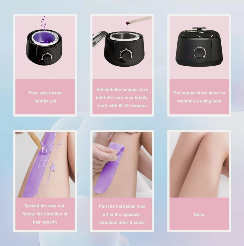 AccueilPort Waxing Kit Professional Hair Removal Wax Kit Full Body Painless Waxing Warmer Black