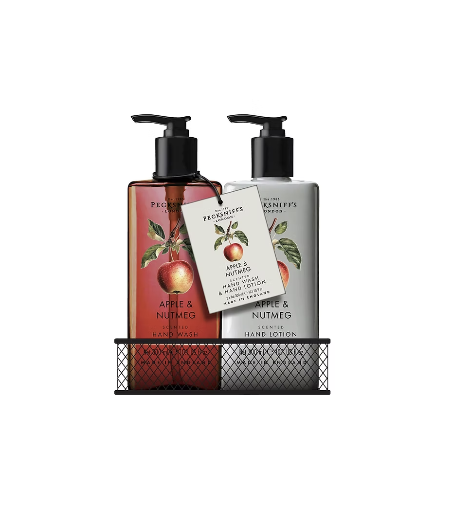 Pecksniffs Apple & Nutmeg Hand Wash, Hand & Body Set 300ml Each
