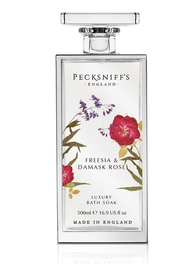 Pecksniff’s Freesa & Damask Rose Bath Soak Glass 500ml