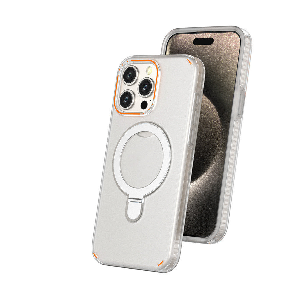 Colorful Magnetic Bracket iPhone Case With Holder Stand Cover Magesafe Magnetic Transparent Wireless Charge Case For iPhone
