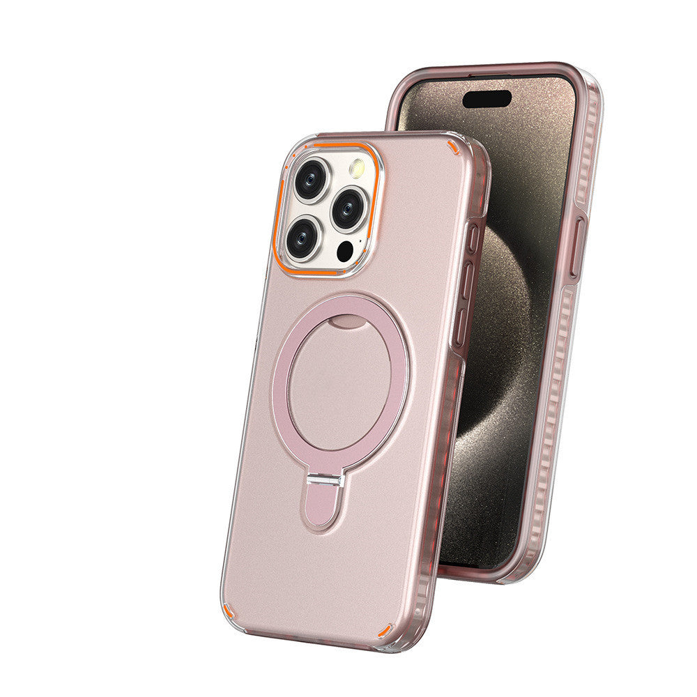 Colorful Magnetic Bracket iPhone Case With Holder Stand Cover Magesafe Magnetic Transparent Wireless Charge Case For iPhone