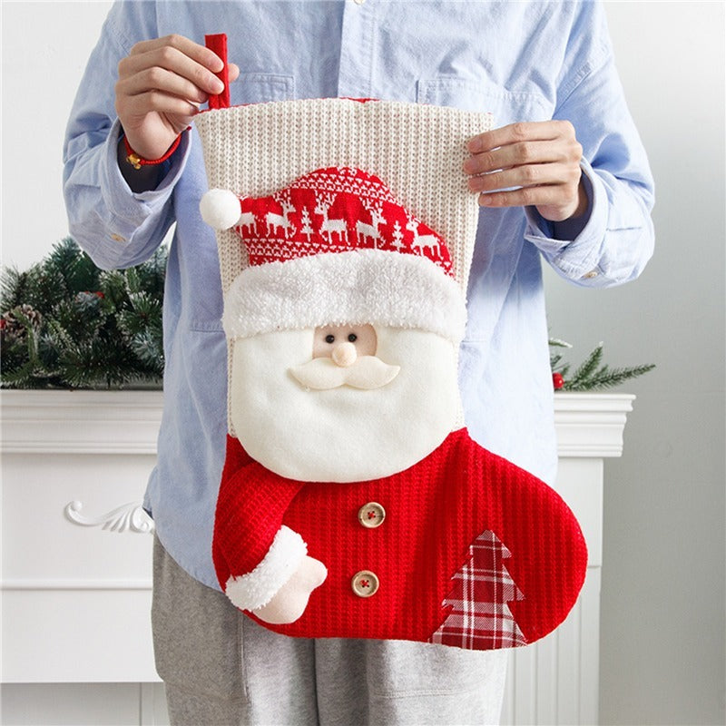 Santa Claus Fireplace Decor Socks Xmas Gift Bags Candy Holder Decor For Home