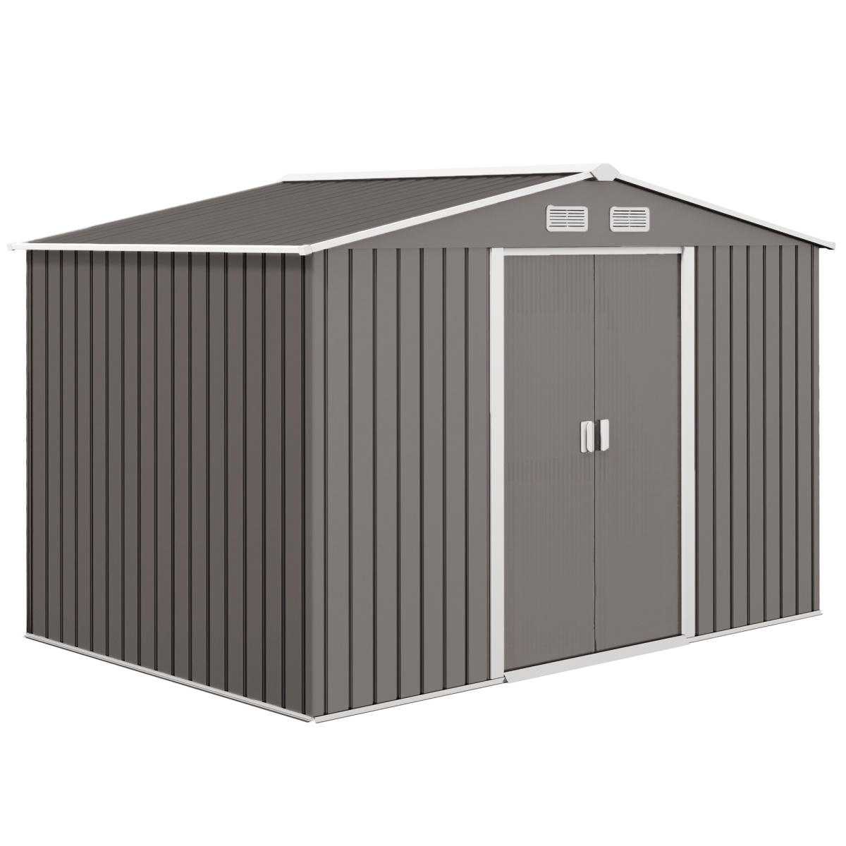 9 x 6FT Foundation Ventilation Steel Outdoor Garden Shed Grey