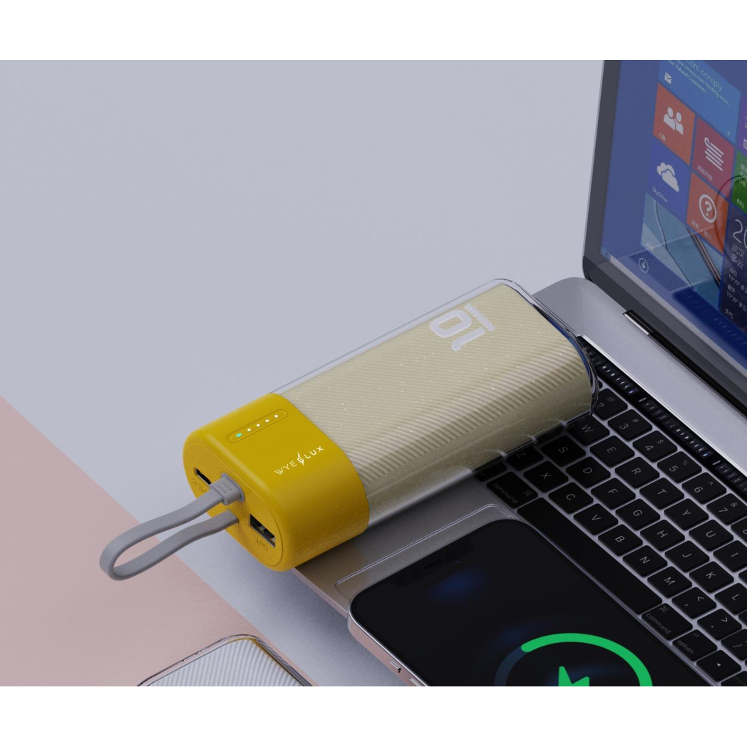 WYEFLUX 10000 mAh Mini Portable Power Bank - Yellow