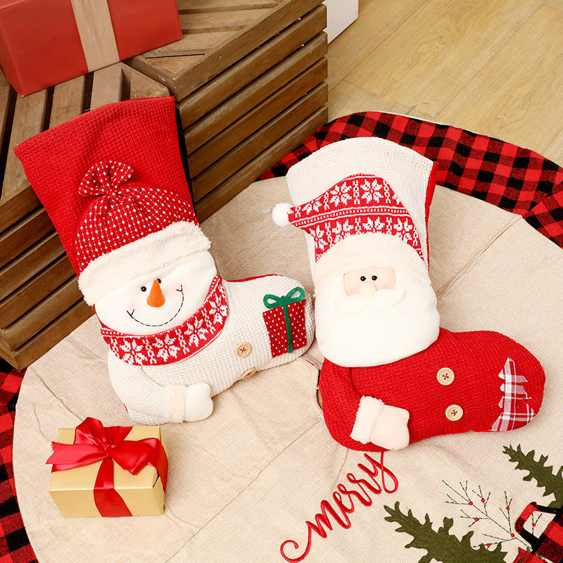 Santa Claus Fireplace Decor Socks Xmas Gift Bags Candy Holder Decor For Home