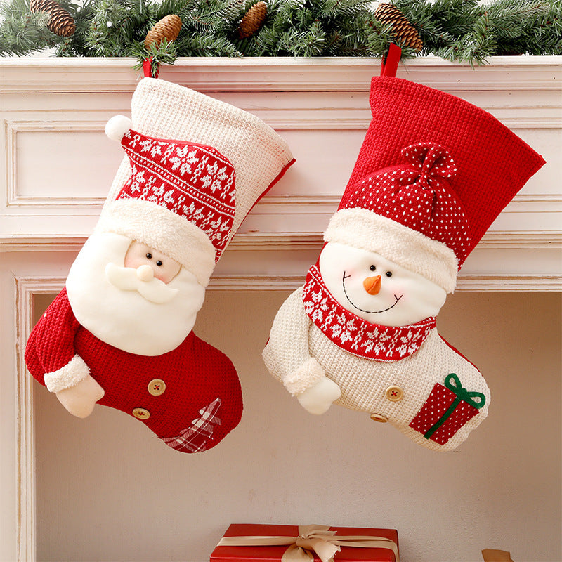 Santa Claus Fireplace Decor Socks Xmas Gift Bags Candy Holder Decor For Home
