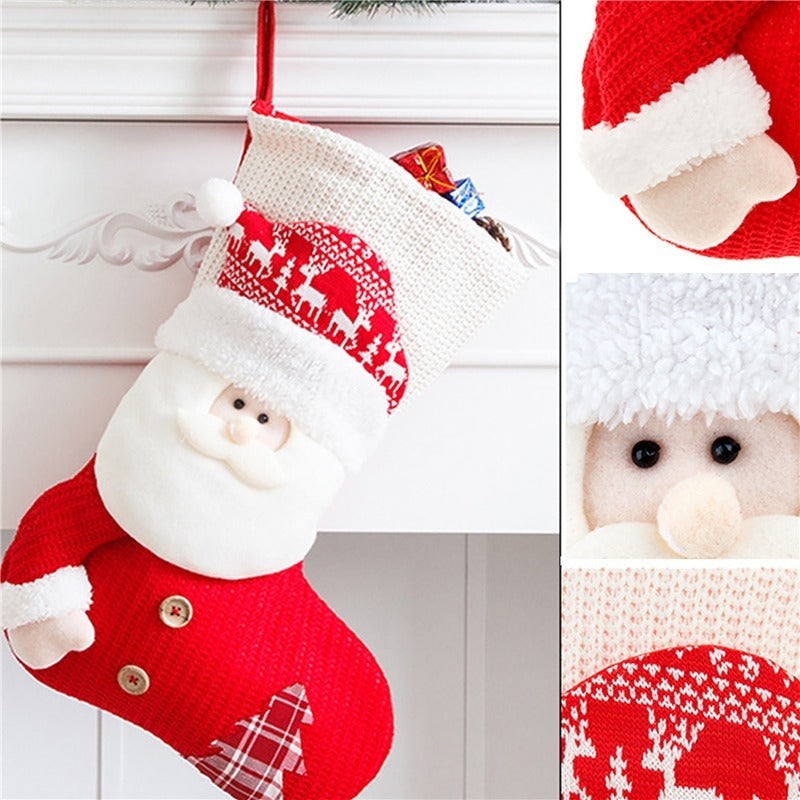 Santa Claus Fireplace Decor Socks Xmas Gift Bags Candy Holder Decor For Home