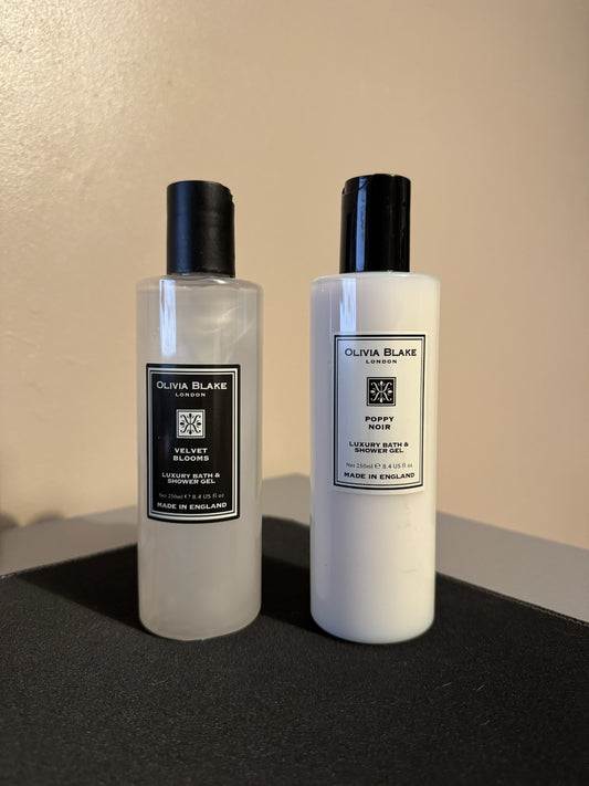 Olivia Blake Bath & Shower Gel 250ml x2 @ 1 x Poppy Noir  1 x Velvet Blooms