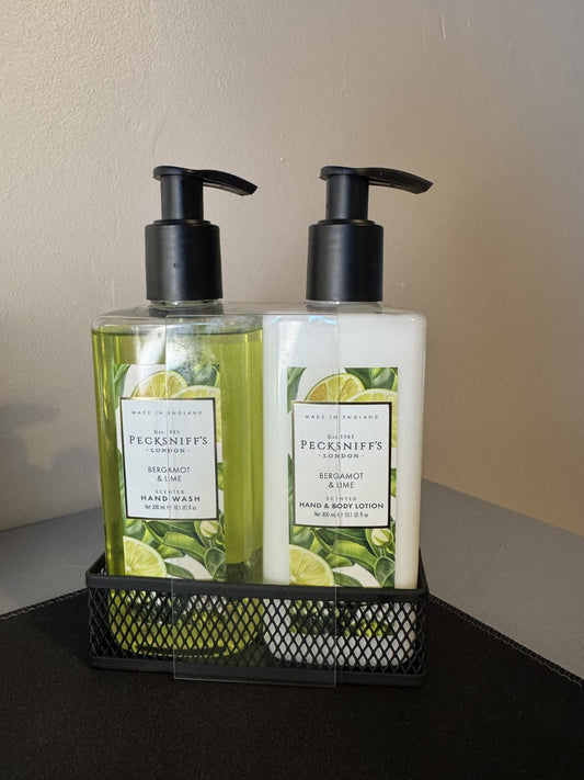 Pecksniffs Bergamot & Lime Hand Wash, Hand & Body Lotion Set 300ml Each