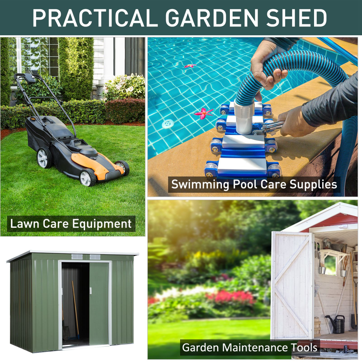 Garden Storage Shed Sloped Roof Outdoor Equipment Tool Storage 213x130x173cm
