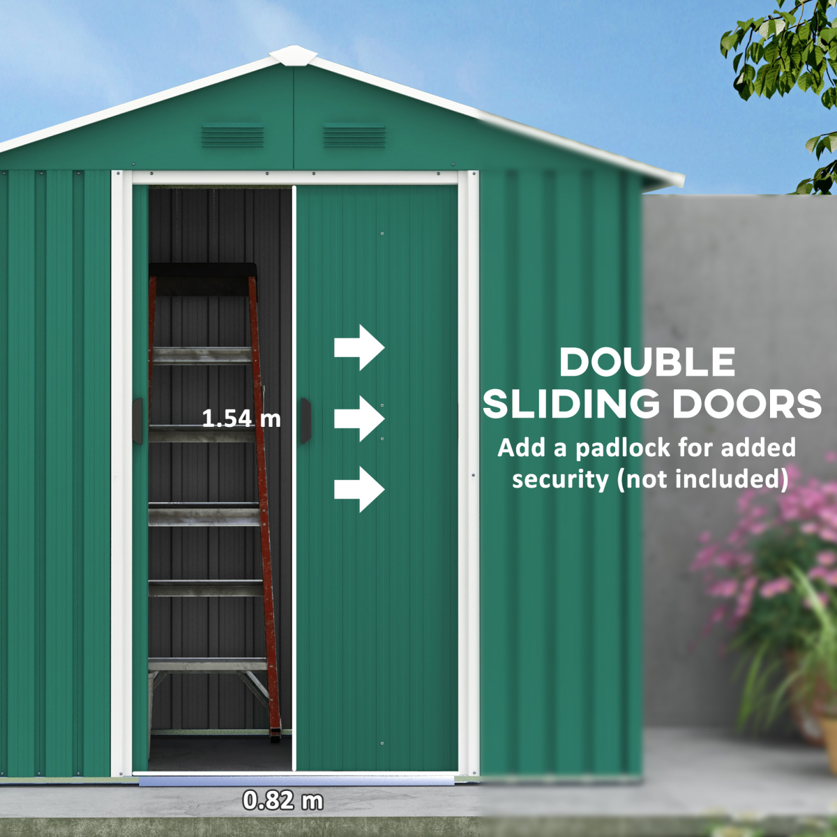 Outsunny 6.5x3.5ft Metal Garden Shed for Garden and Outdoor Storage, Green