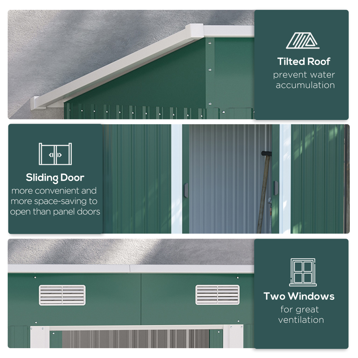 7 x 4ft Outdoor Garden Metal Storage Shed, Green