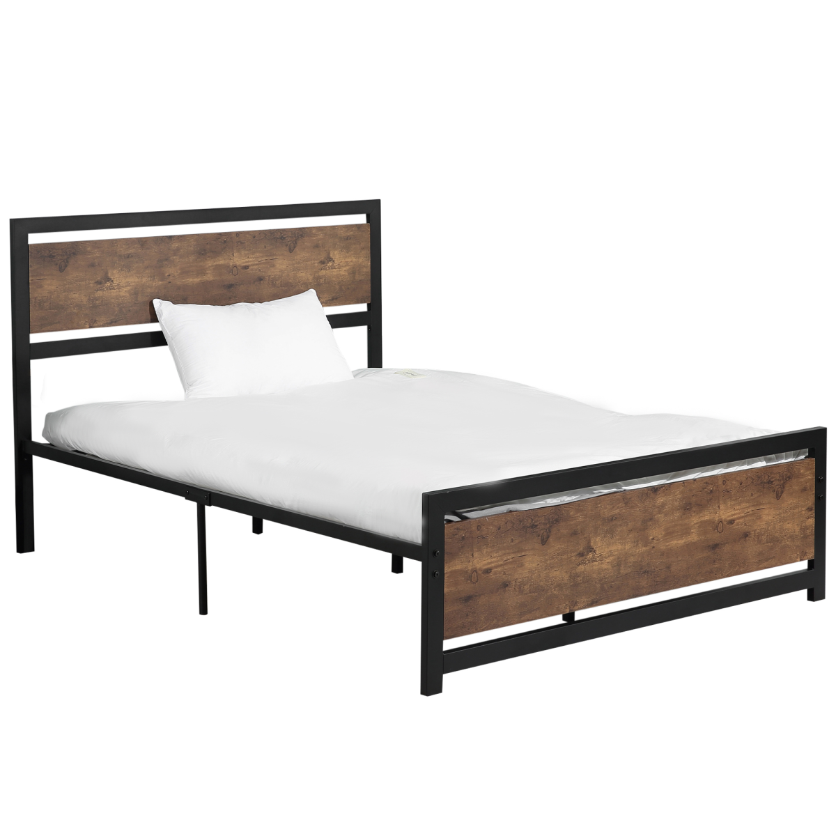 Double Size Metal Bed Frame w/ Headboard & Footboard, 144x195x103cm