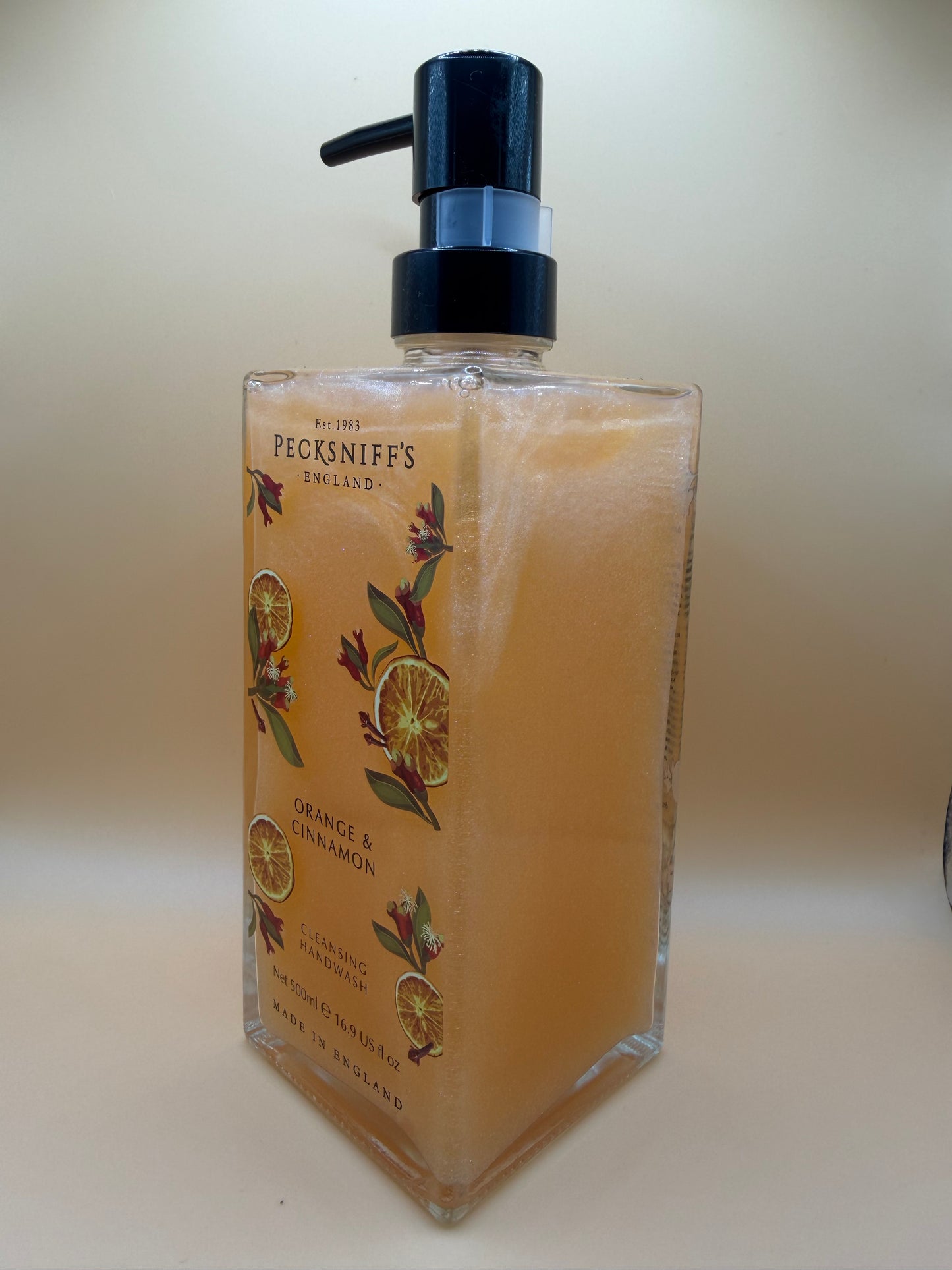 Pecksniff’s Orange & Cinnamon Glass Hand Wash 500ml v2