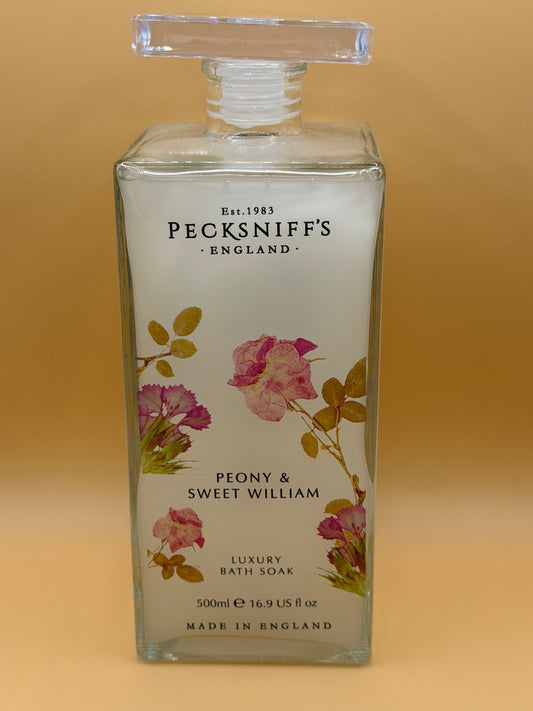 Pecksniff’s Peony & Sweet William Bath Soak Glass 500ml