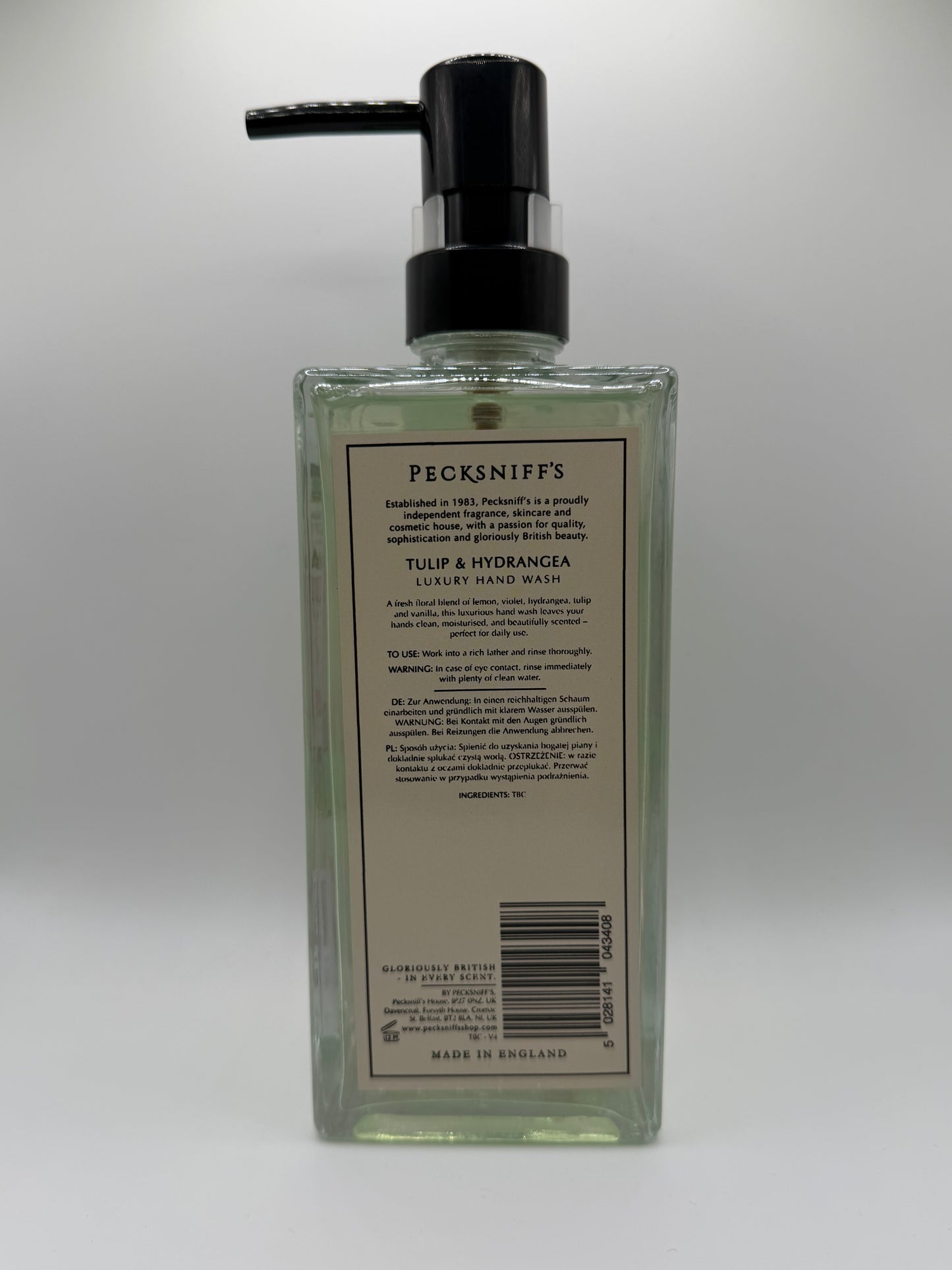 Pecksniff’s Tulip & Hydrangea Glass Hand Wash 500ml